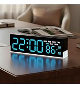 zyzamay 7 Inch Modern LED Digital Alarm Clock with Dual Alarms & Soft Bottom Light|Displays Time,...