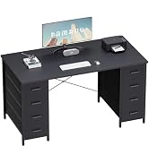 Pamray 47 Inch Computer Desk with 8 Fabric Drawers PC Gaming Desk Home Office Study Work Writing ...