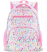 RHCPFOVR Kids Backpack for Girls - Girls Backpack 3-8 Ages Flower for Kids 15 Inch School Bookbag...