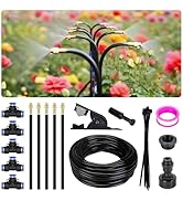 Drip Irrigation System for Garden - 360°Adjustable Garden Watering System 16.5FT with 5 Nozzles, ...