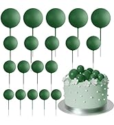 ASTARON 20 Pcs Ball Cake Topper Decorations Mini Balloons Cake Topper Sticks Dark Green Balls Cak...