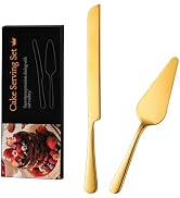 ZIIQIIN Gold Cake Knife & Server Set, 2-Piece Stainless Steel for Weddings | Stainless Steel With...