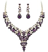 EVER FAITH Bridal Bridesmaid Austrian Crystal Jewelry Set, Statement Flower Teardrop Necklace Dro...