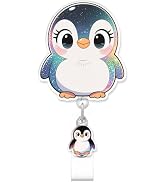 Cute Penguin Badge Reel, RN Badge Buddy, Funny Penguin ID Work Badge Holder with Retractable Alli...