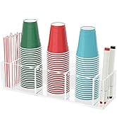 BOSSCASA Triple Cup Holder With Marker Slot, Party Dispenser Acrylic Organizer, Mark Your Drink C...