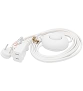 FIRMERST Foot Switch 2 Prong Extension Cord 6 Feet for Floor lamp, Holiday Lights, White
