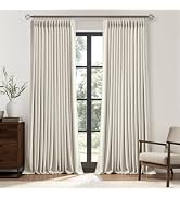 MIULEE Pinch Pleated Blackout Linen Curtains Natural 2 Panels 50"x96" | Memory Trained Pinch Plea...