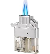Coldown Butane Lighter Insert, Windproof Gas Lighter with Dual Torch Jet Flame Adjustable and Fue...
