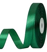 CLUEWR 1/2 Inch 50 Yards Dark Green Satin Ribbon, Ribbon Roll for Flower Bouquets, Gift Wrapping,...