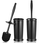 Toilet Bowl Brush Holder Set: 2 Pack Modern Deep Cleaning Bathroom Toilet Scrubber with Caddy for...