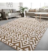 Ompaa Ultra Soft Shaggy Rugs Memory Foam Bedroom Carpet, Beige 5 x 8 Feet, Plush Geometric Textur...
