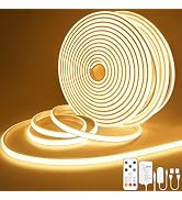 Lamomo COB LED Strip Lights 65.6Ft, 2 Roll Warm White Dimmable Self-Adhesive Led Rope Light with ...