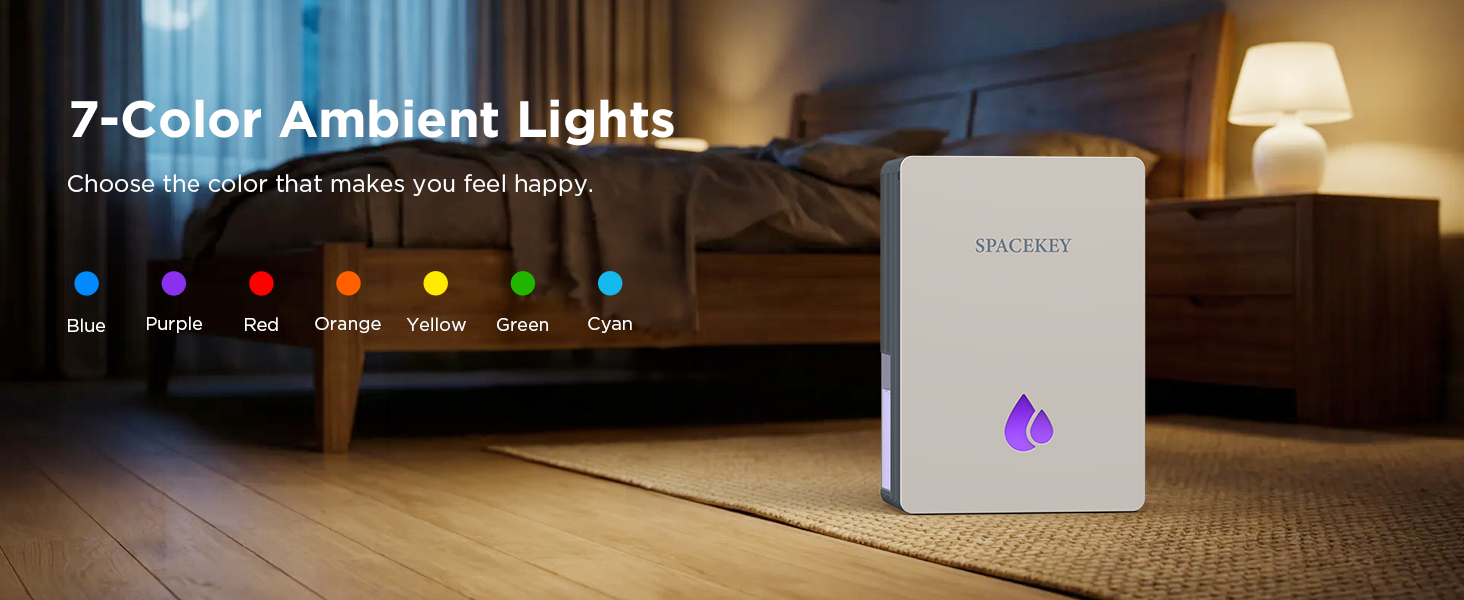 bedroom dehumidifier with 7 color ambient lights changing led night light for sleep