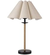KUNJOULAM Modern Table Lamp, 22.4" Woven Nightstand Lamp with Fabric Shade, Boho Hemp Rope Desk L...