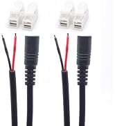 ELNONE 2PCS 0.3M/1FT DC Pigtail Female,18AWG DC Power 12V 7A 5.5mm x 2.5mm Barrel Female Plug Con...