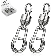 FishTrip Fishing Ball Bearing Swivel with Oval Split Rings, 25/50 Pack High Strength Stainless St...