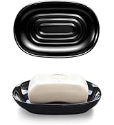 Aenfaiy Ceramic Soap Dish for Bath Sink- Modern Black Bar Soap Holder for Shower - Easy to Clean ...