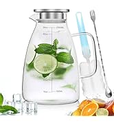 Glass Pitcher,88oz/2.5 Liter Water Pitcher with Precise Scale Line,Glass Jug with Sealed Lid,Beve...