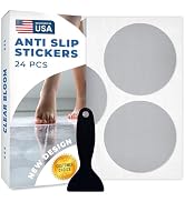 Clear Bloom Anti Slip Shower Stickers 24 PCS, Gray Non-Slip Shower Strips for Adults, Premium Adh...