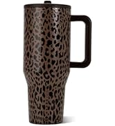 HydroJug Traveler 40oz, Insulated Tumbler with Handle & Straw, Brown Leopard