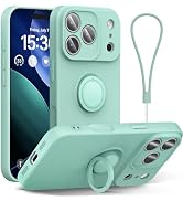 ABITKU for iPhone 17 Pro Case 6.3'', Ring Stand Silicone Slim Design (with Wrist Strap), Magnetic...