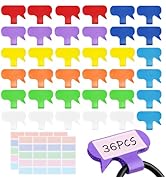 SummerBrite 36Pcs Large Cable Cord Labels - 8 Colors Reusable Write-On Wire Tags, Cord Identifica...