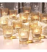 ComSaf Votive Candle Holders, 24 PCS Glass Candle Holders, Ribbed Tealight Candle Holder for Tabl...