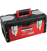 MAXPOWER Metal Tool Box 14 inch, Small Tool Box with Removable Tray and Plastic Lid, Hand Tools S...