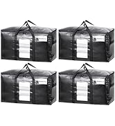 TAILI Extra Large Moving Bags, 4 Pack Black Heavy Duty Totes For Storage with Visible Window, Wra...