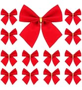 VICASKY 12pcs Christmas Wreath Red Bow Holiday Decorations Bows Ornaments Xmas Tree Wreath Garlan...