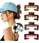 Sunolga Hat Claw Clips for Baseball Caps, 4PCS Large Trucker Hat Hair Clips for Women Non-Slip St...