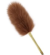 iHUFeather Lambswool Duster 16'' Length Solid Wooden Handle Leather Hang Strap for Cleaning Ceili...