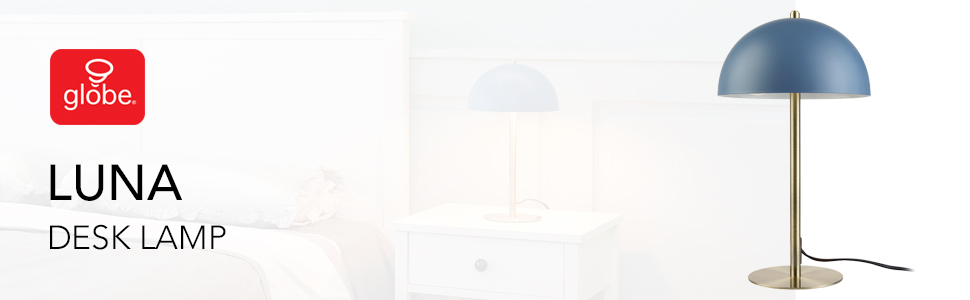 Luna Matte Blue and Matte Gold Desk Lamp