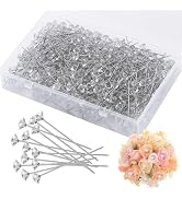 Zxiixz 400 Pcs Diamond Boutonniere Pins, 2 Inch Flower Pins Straight Pins Diamond Rhinestones Hea...