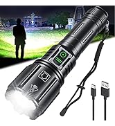 Gehavin Rechargeable High Power LED Flashlight 500000 High Lumens, Super Bright XHP160 Flashlight...