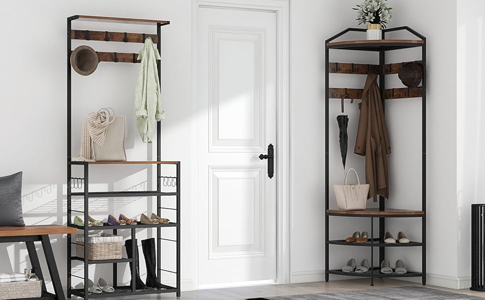 corner hall tree set