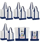 TAOZIM 10Pack Canvas Tote Bag Bulk with Outer Pocket, 12oz Cotton Blank Canvas Tote Bags 19 x 14....