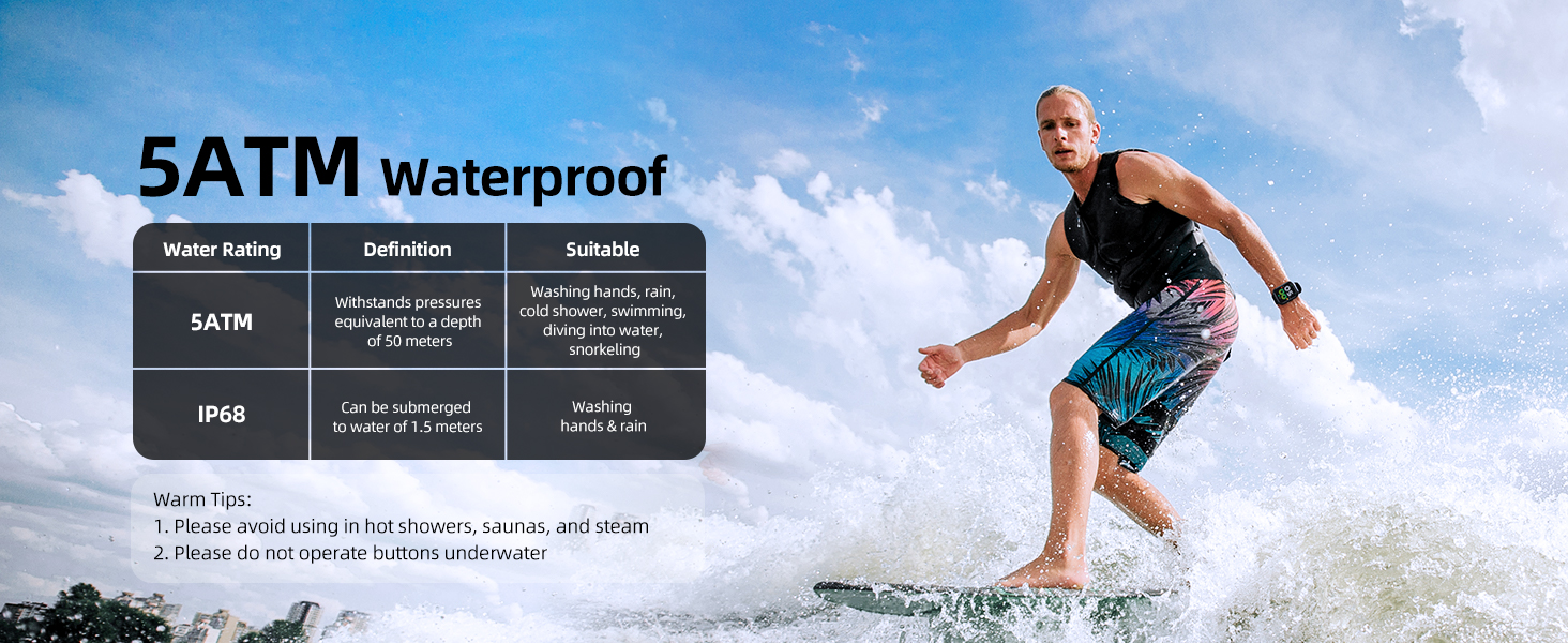 5ATM Waterproof Smartwatch