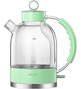 ASCOT Electric Kettle, Glass Electric Tea Kettle Gifts for Men/Women/Family 1.6L 1500W Borosilica...