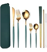 AARAINBOW 8 Pieces Stainless Steel Flatware Set Portable Reusable Cutlery Set Travel Utensils Set...