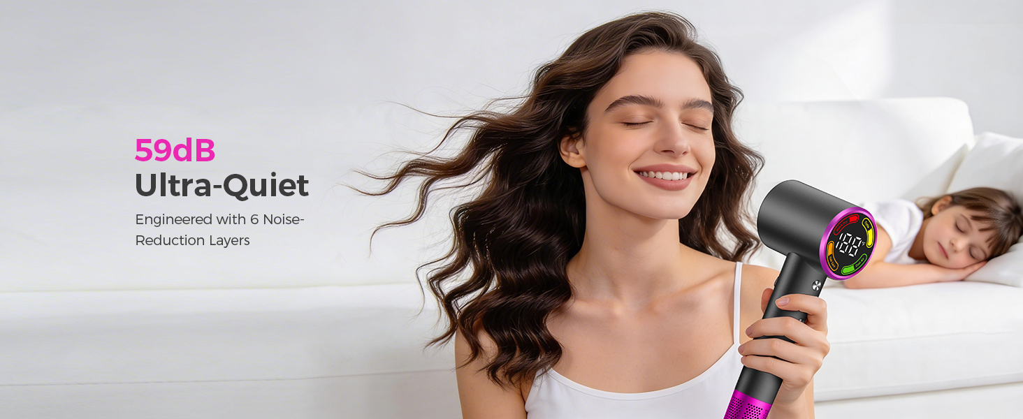 59dB low-noise design:gentle on pets, kids, and light sleepers. No more noise stress.