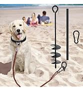 Beach Dog Tie Out Stake for Dogs Up to 250 lbs - Heavy Duty Dog Camping Yard Park Essentials Acce...