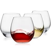 Stemless Wine Glasses Set of 4, 15oz Red & White Wine Glasses for Daily Use, Wedding, Birthdays, ...
