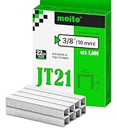 meite JT21 Staples, 3/8 Inch Galvanized Fine Wire Staples for Staple Gun - 1,600 Counts, 7/16" Cr...