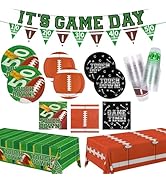 Football Party Decorations Kit for 24: Football Party Supplies Set with Plates, Dessert Plates, N...