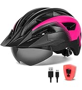 FUNWICT Adult Bike Helmet with Visor and Goggles for Men Women Mountain Road Bicycle Helmet Recha...