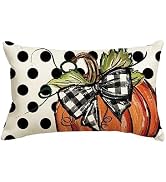 AVOIN colorlife Fall Polka Dot Pumpkin Throw Pillow Cover 12x20 Inch, Seasonal Autumn Thanksgivin...