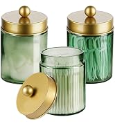 3 Pack Apothecary Jar Canisters Bathroom Vanity Organizer - Qtip Holder Storage Organizer Set Cou...