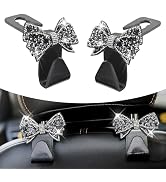 Qurbuns 2 PCS Bling Car Seat Headrest Hooks, S Type Crystal Rhinestone Bow Vehicle Seat Back Stor...