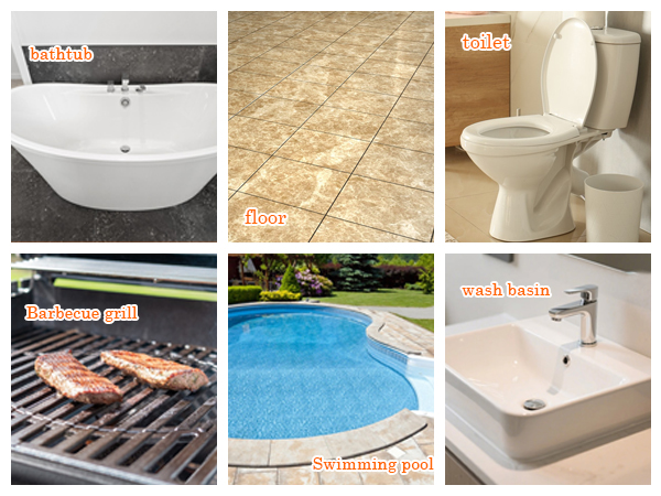 Easily clean stains and rust on toilets, swimming pools, ceramic surfaces and barbecue grills.